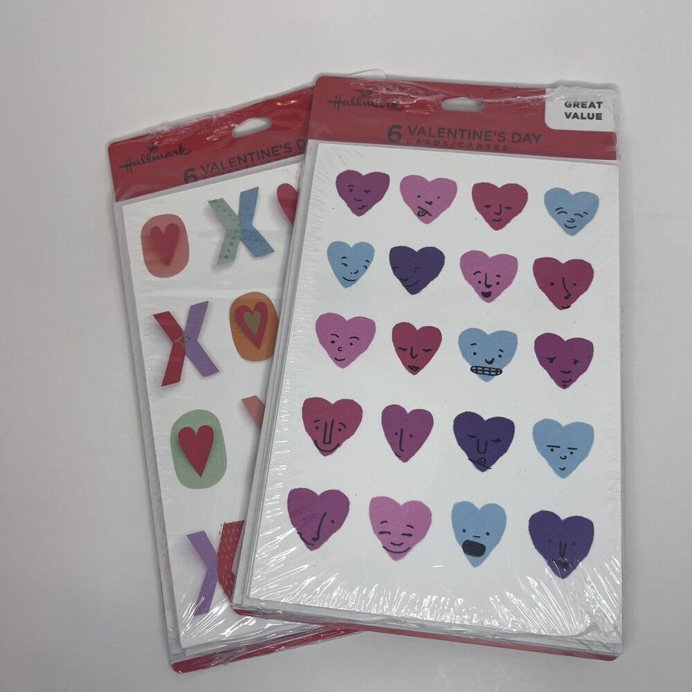 Hallmark Valentine's Day Greeting Cards 6 Pack Hearts Folded with Envelopes